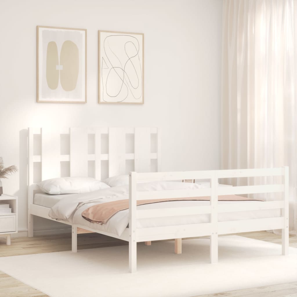Cadre de lit sans matelas blanc 120x200 cm bois massif - XIOS