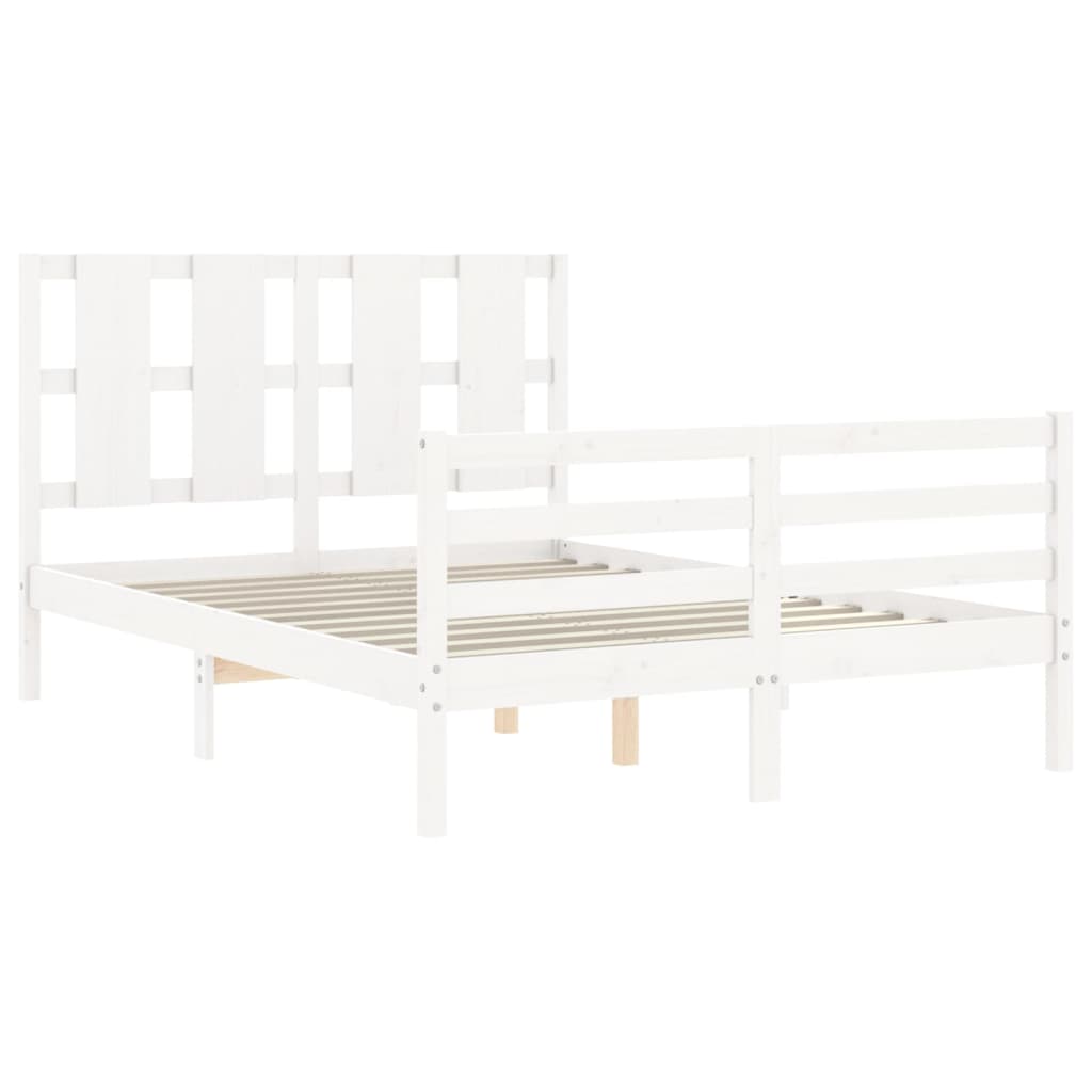 Cadre de lit sans matelas blanc 120x200 cm bois massif - XIOS