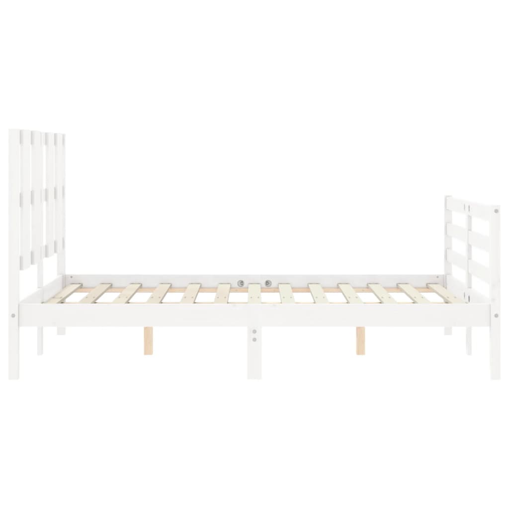 Cadre de lit sans matelas blanc 140x200 cm bois massif - XIOS