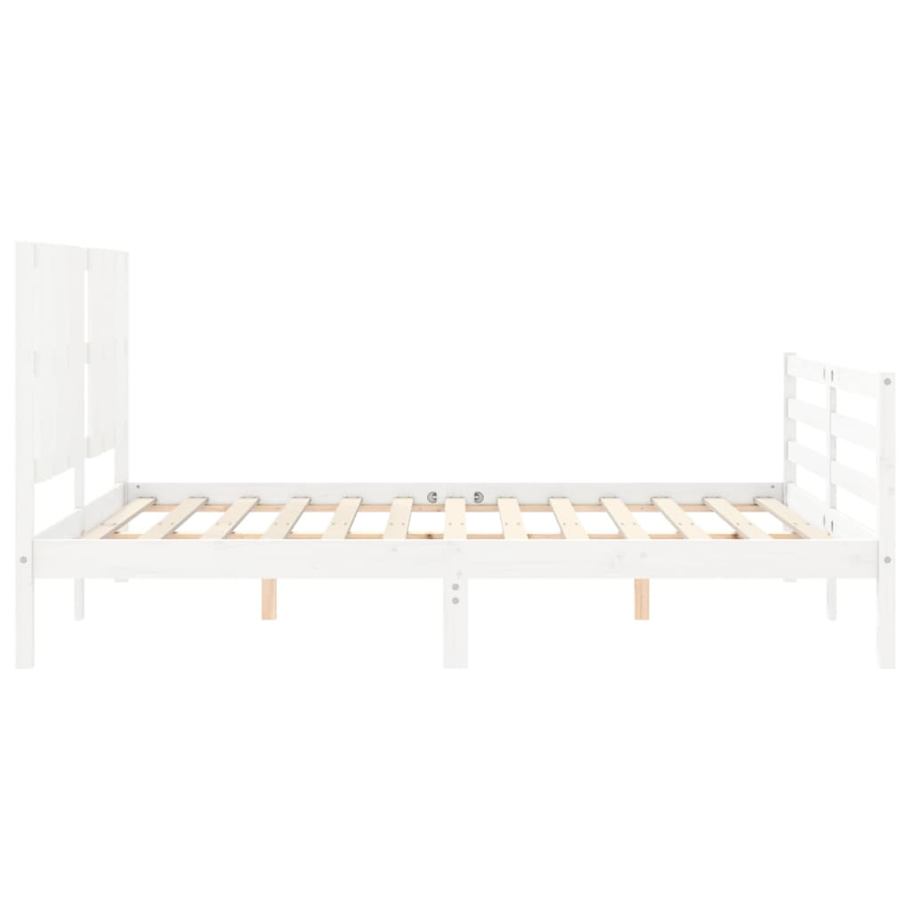 Cadre de lit sans matelas blanc 160x200 cm bois massif - XIOS