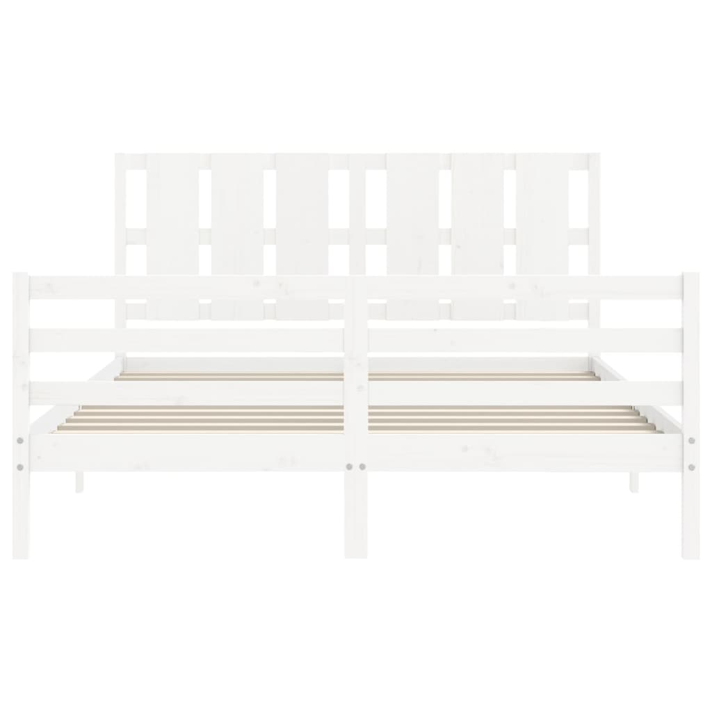 Cadre de lit sans matelas blanc 160x200 cm bois massif - XIOS