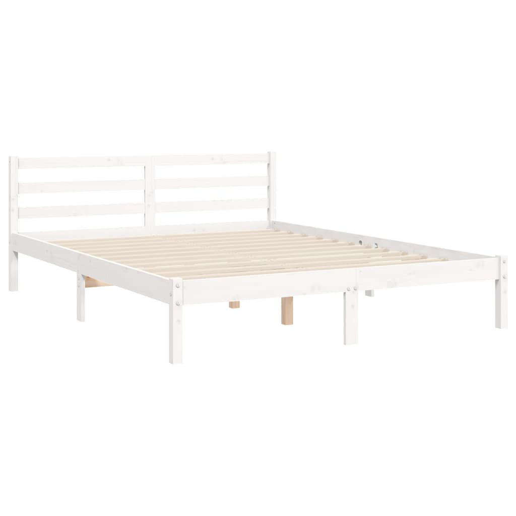 Cadre de lit sans matelas blanc 160x200 cm bois massif - XIOS