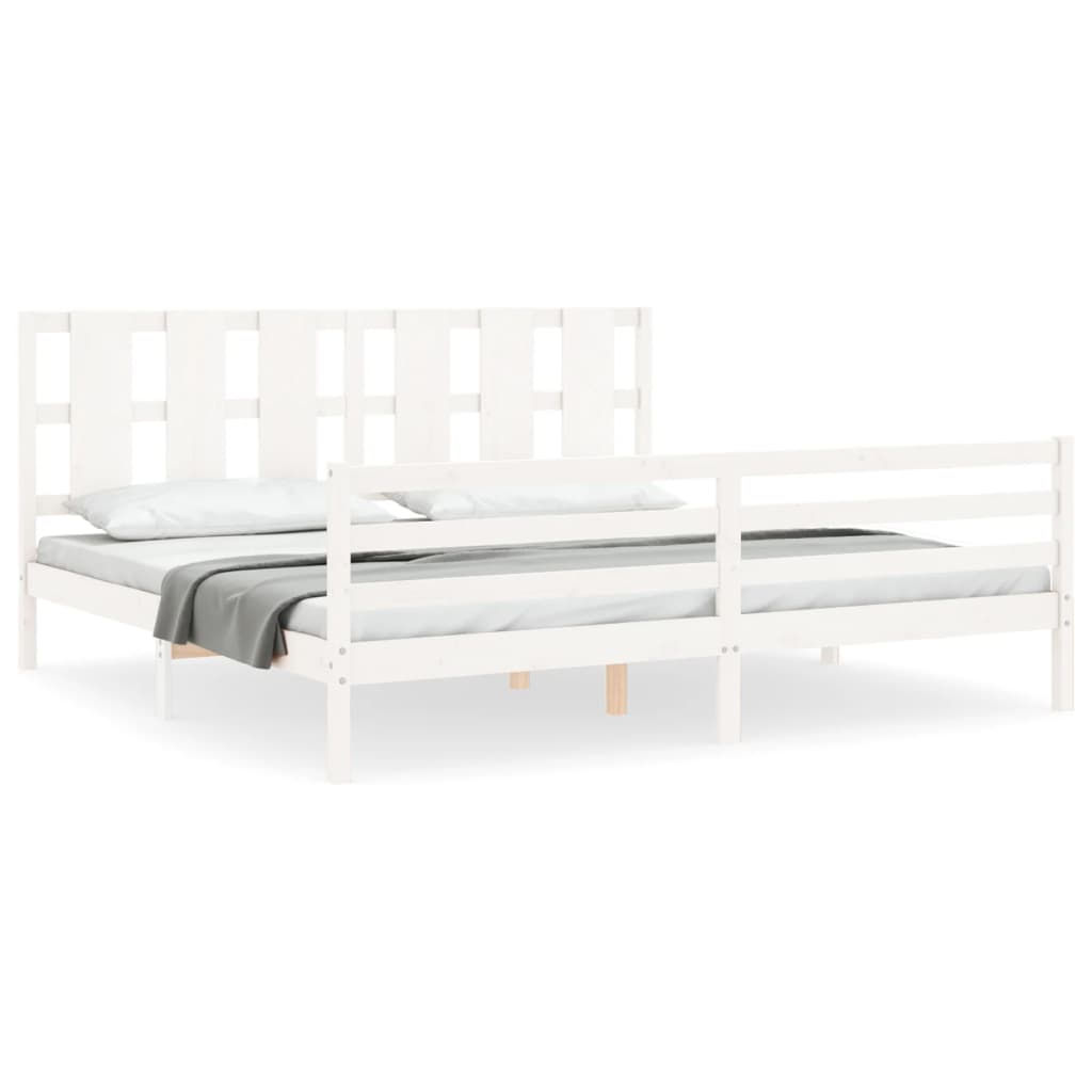 Cadre de lit sans matelas blanc 200x200 cm bois massif - XIOS