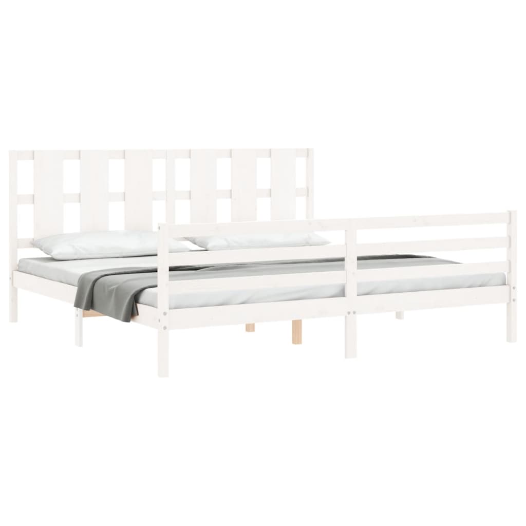 Cadre de lit sans matelas blanc 200x200 cm bois massif - XIOS