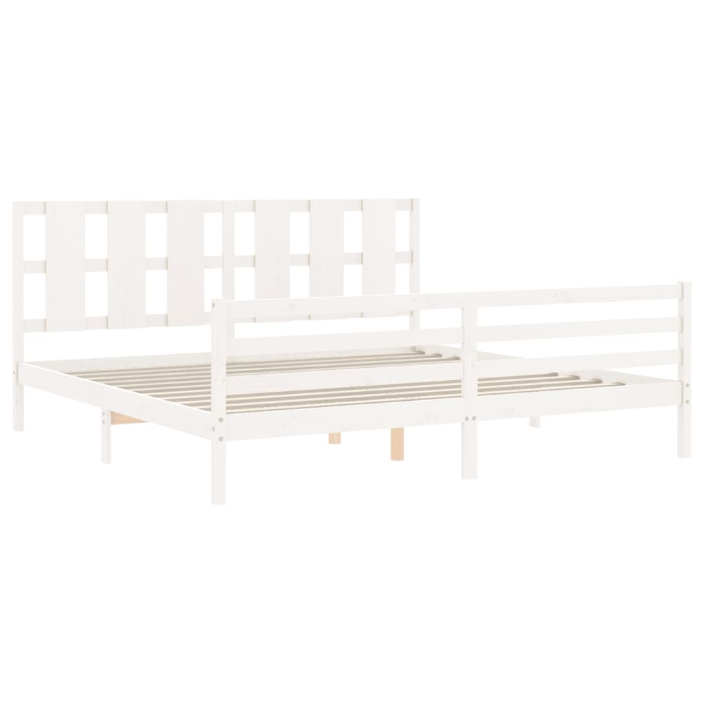 Cadre de lit sans matelas blanc 200x200 cm bois massif - XIOS