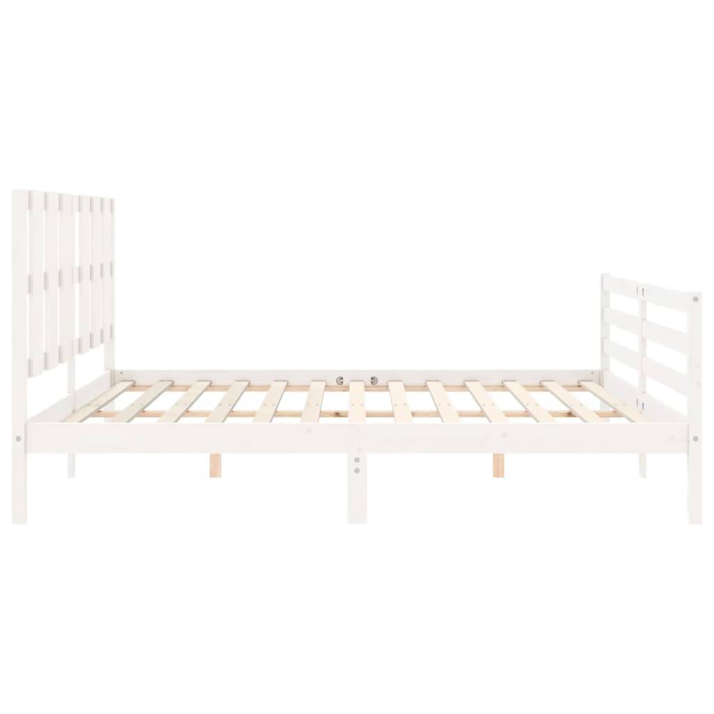 Cadre de lit sans matelas blanc 200x200 cm bois massif - XIOS
