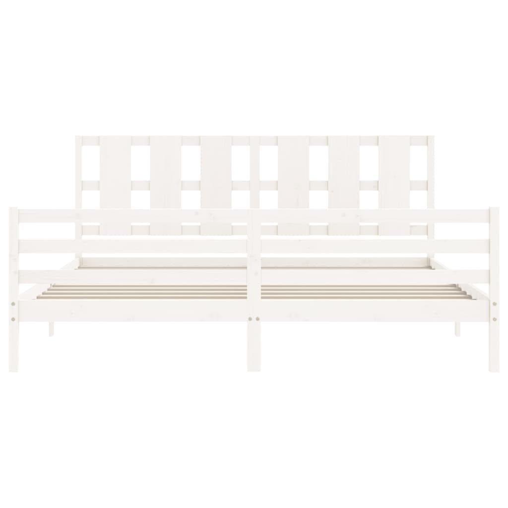 Cadre de lit sans matelas blanc 200x200 cm bois massif - XIOS