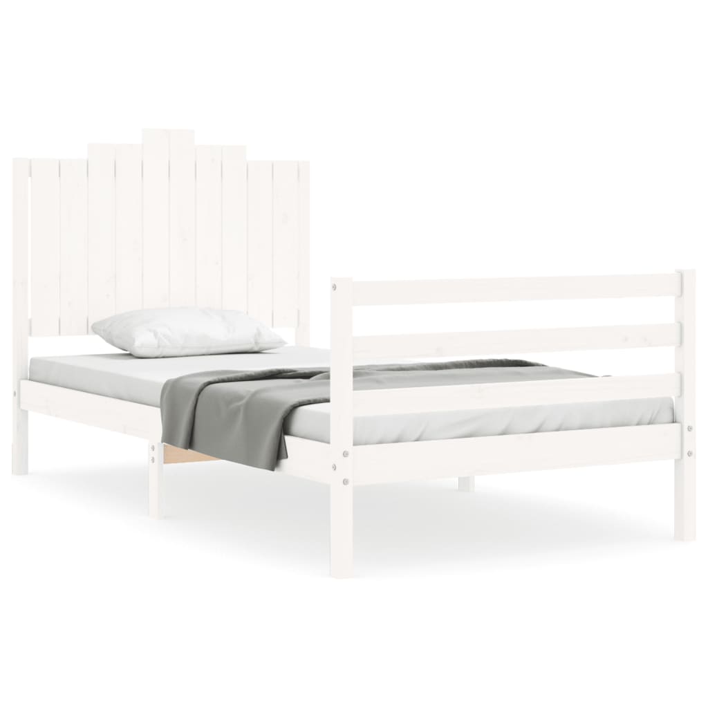 Cadre de lit sans matelas blanc 100x200 cm bois massif - XIOS