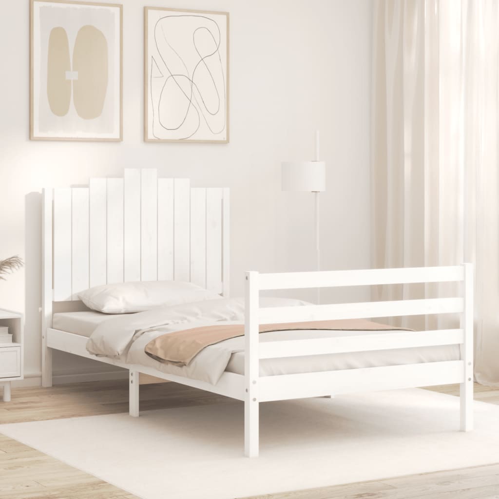 Cadre de lit sans matelas blanc 100x200 cm bois massif - XIOS