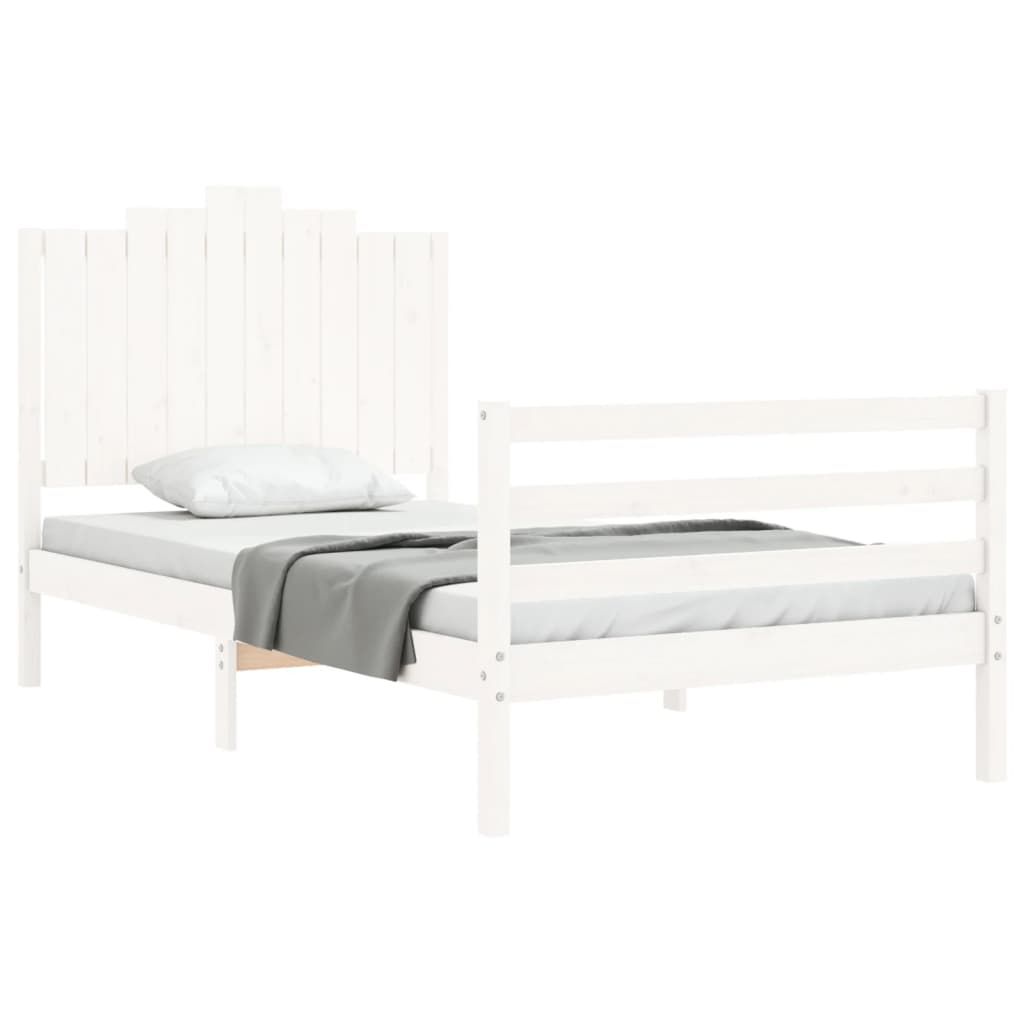 Cadre de lit sans matelas blanc 100x200 cm bois massif - XIOS