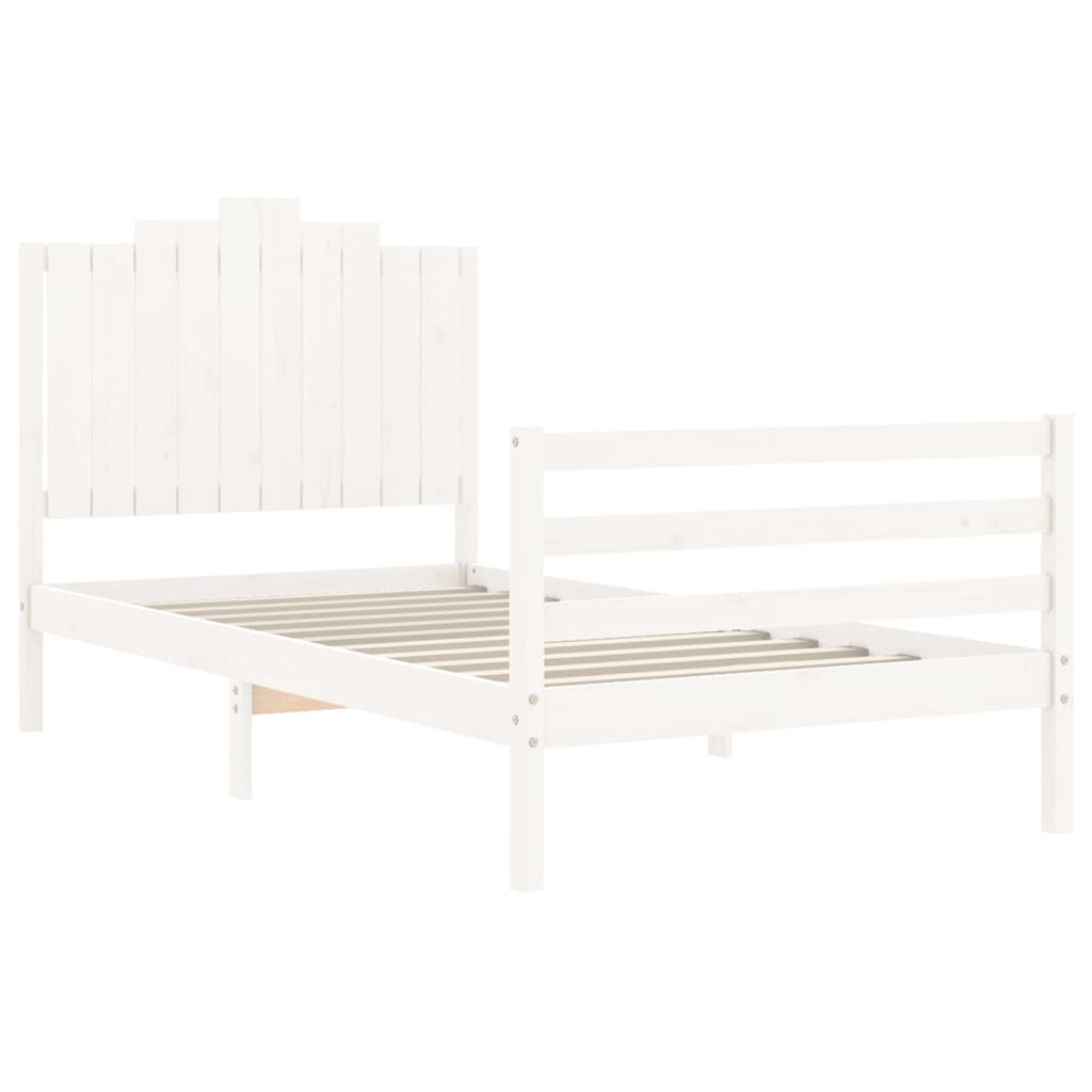 Cadre de lit sans matelas blanc 100x200 cm bois massif - XIOS