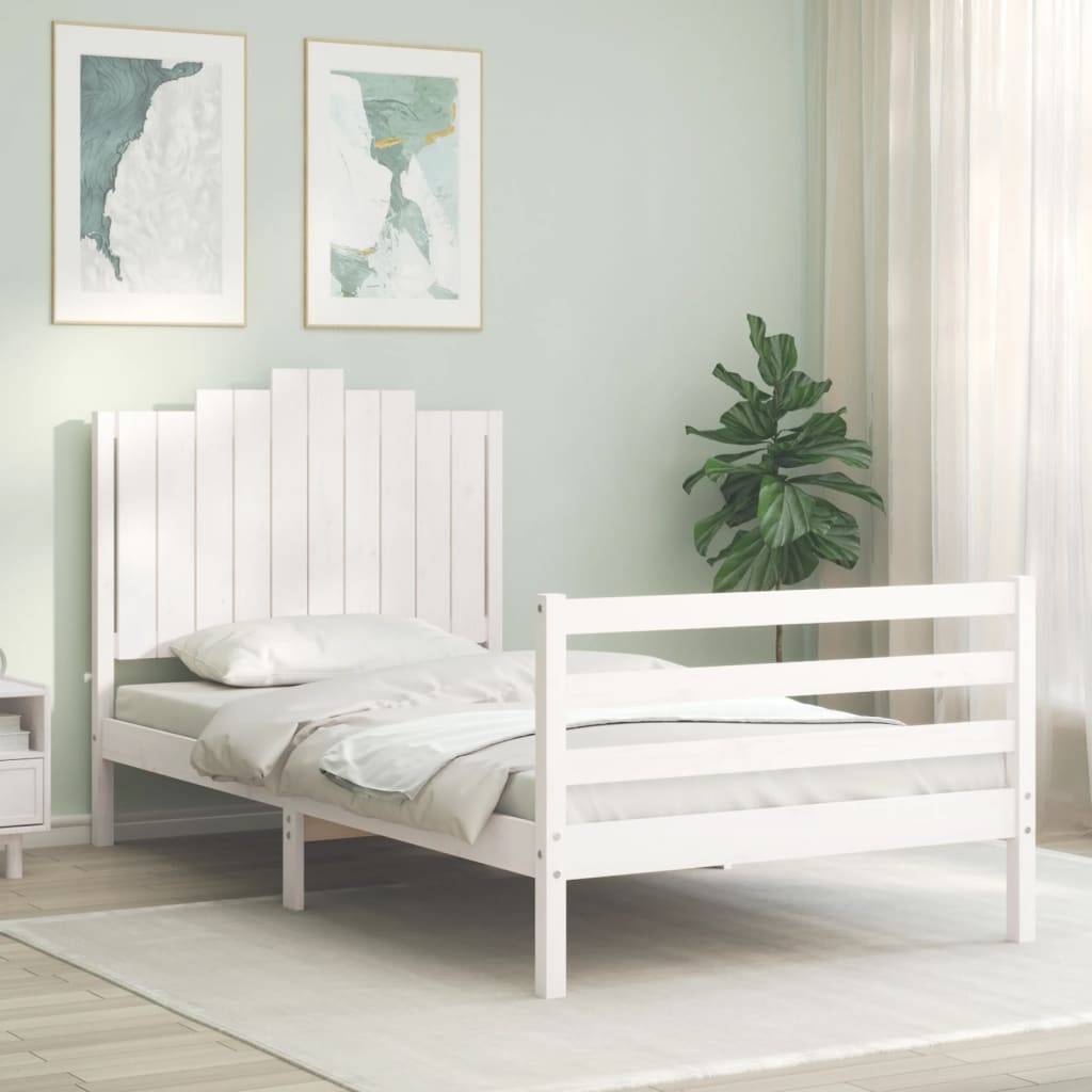 Cadre de lit sans matelas blanc 100x200 cm bois massif - XIOS