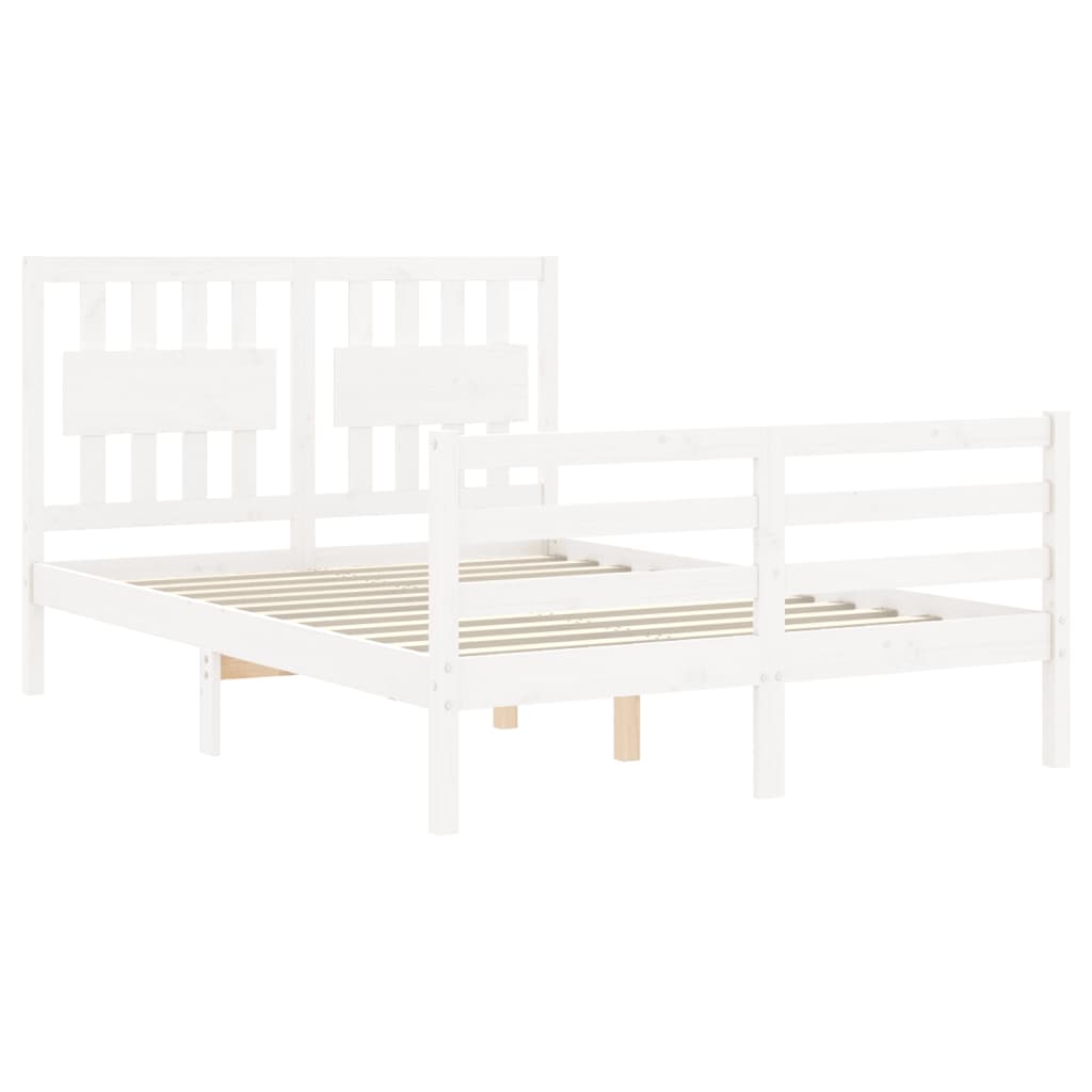 Cadre de lit sans matelas blanc 140x190 cm bois massif - XIOS