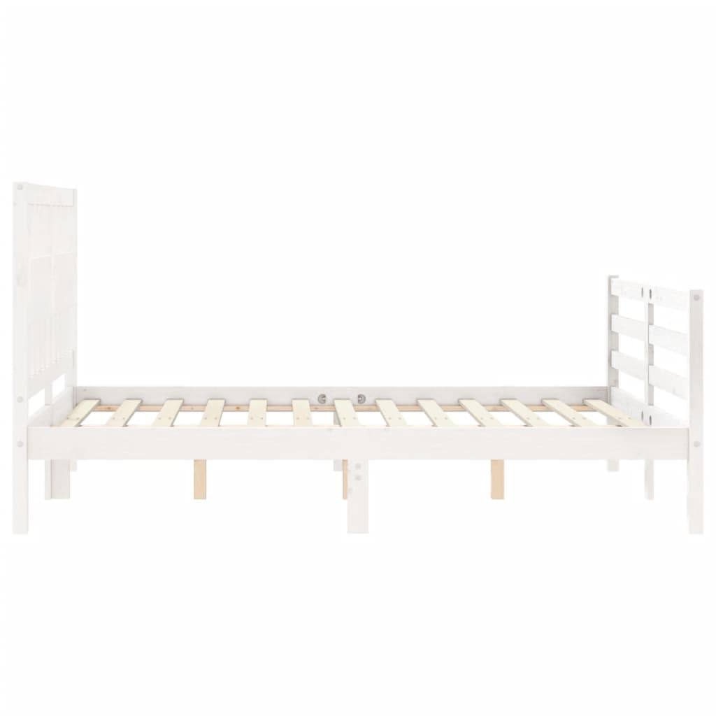 Cadre de lit sans matelas blanc 140x190 cm bois massif - XIOS