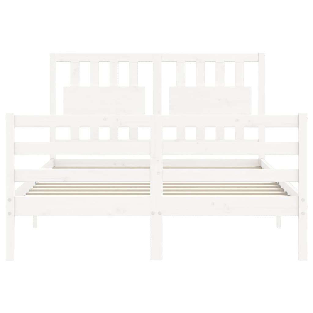 Cadre de lit sans matelas blanc 140x190 cm bois massif - XIOS