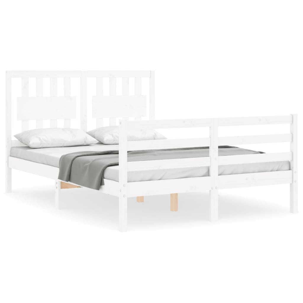 Cadre de lit sans matelas blanc 140x200 cm bois massif - XIOS