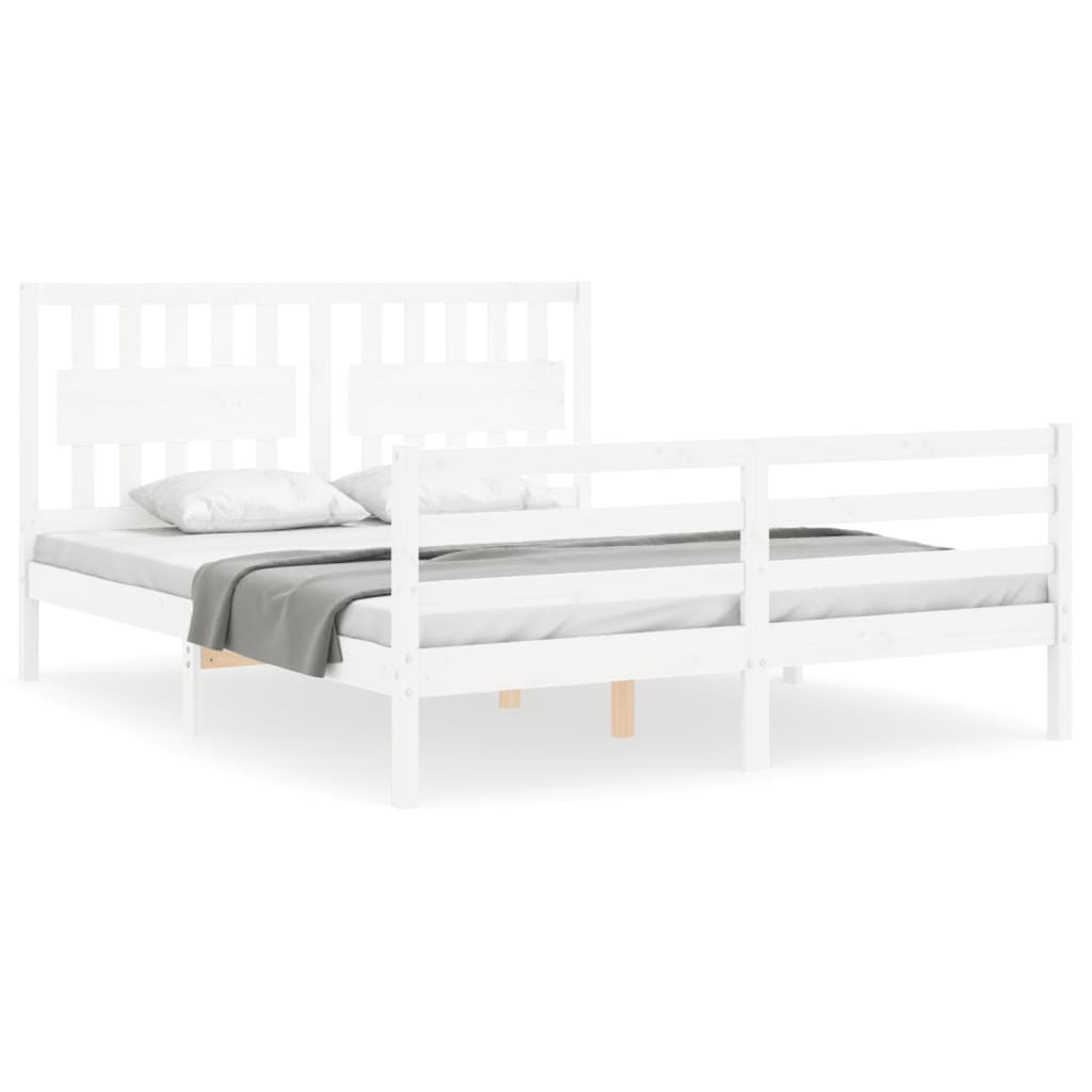 Cadre de lit sans matelas blanc 160x200 cm bois massif - XIOS
