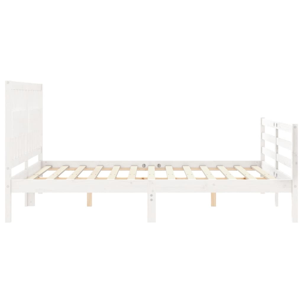 Cadre de lit sans matelas blanc 160x200 cm bois massif - XIOS