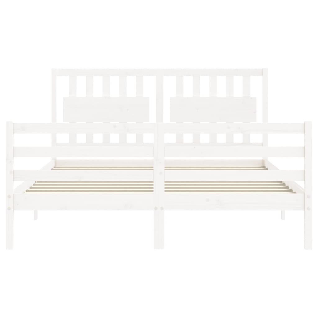 Cadre de lit sans matelas blanc 160x200 cm bois massif - XIOS