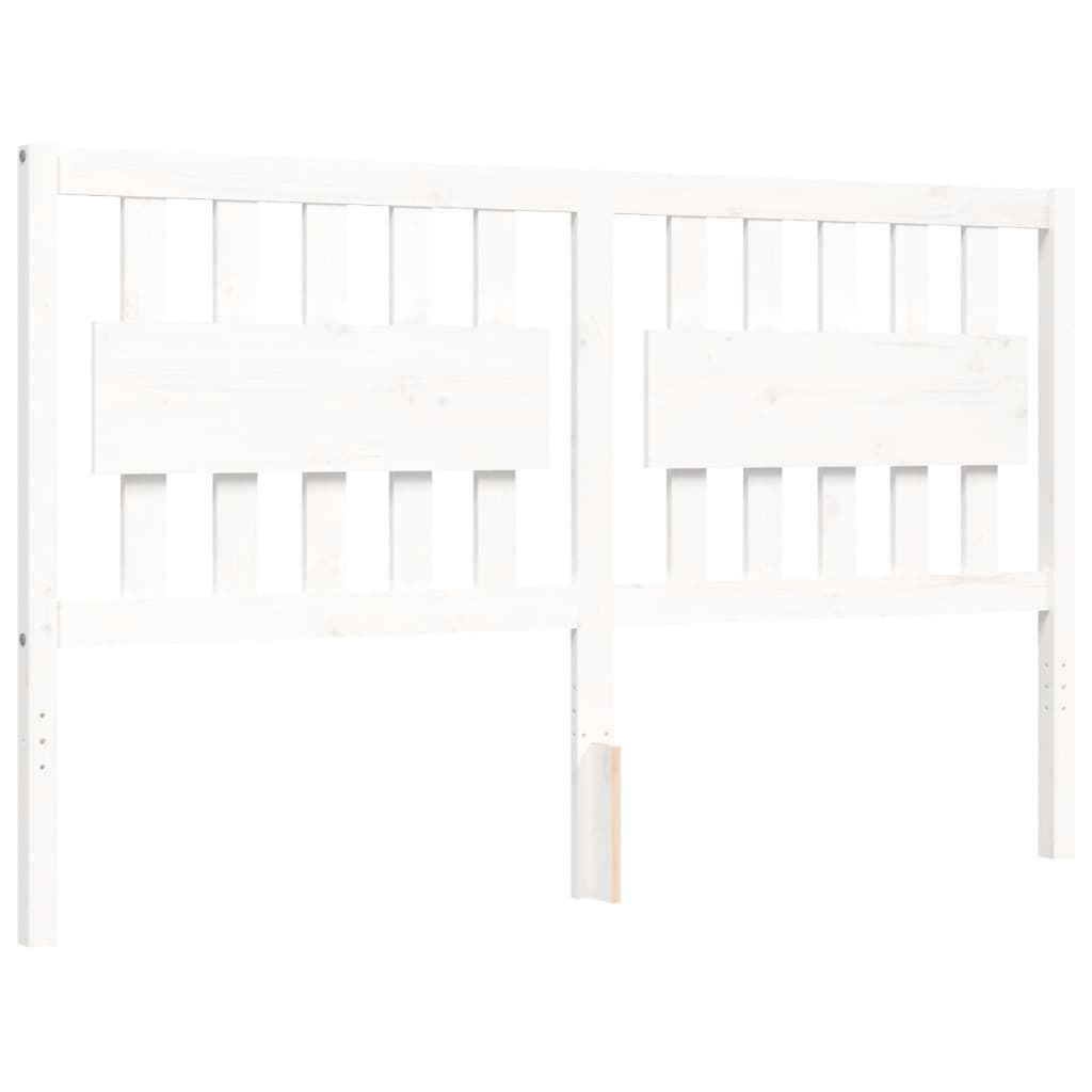 Cadre de lit sans matelas blanc 160x200 cm bois massif - XIOS