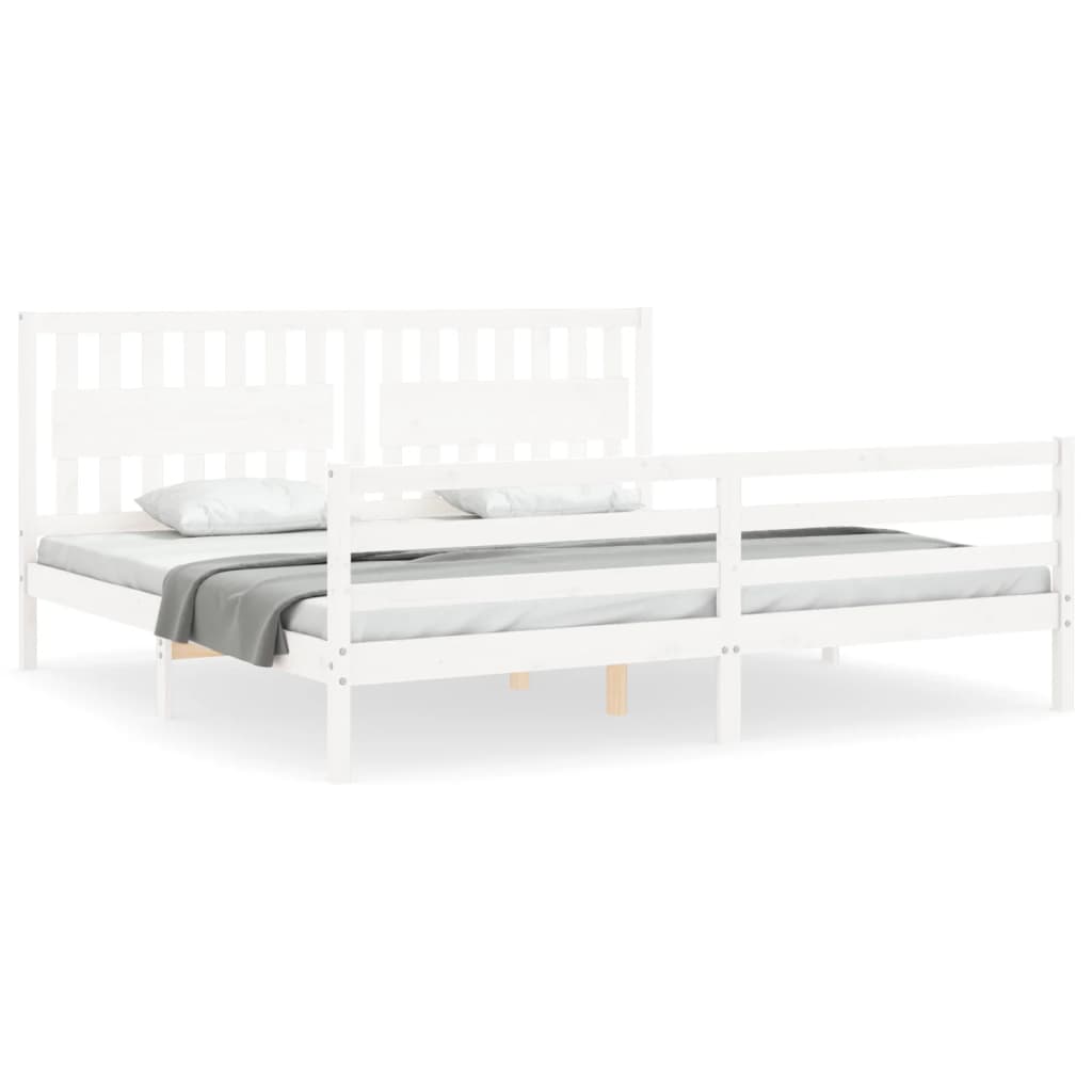Cadre de lit sans matelas blanc 200x200 cm bois massif - XIOS