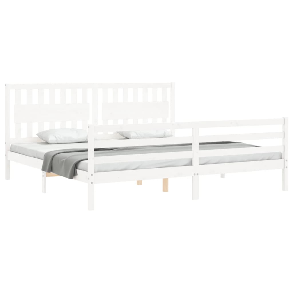 Cadre de lit sans matelas blanc 200x200 cm bois massif - XIOS