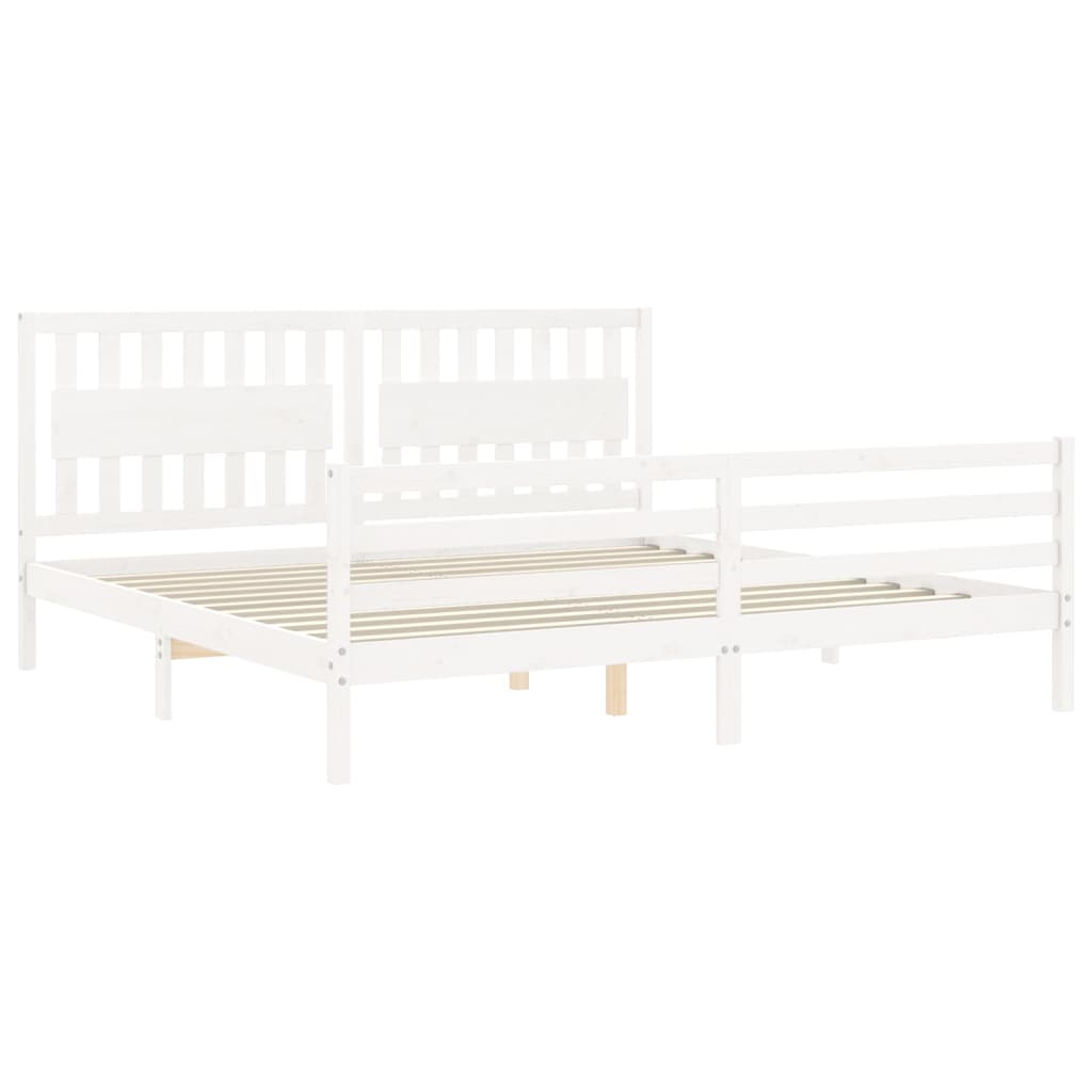 Cadre de lit sans matelas blanc 200x200 cm bois massif - XIOS