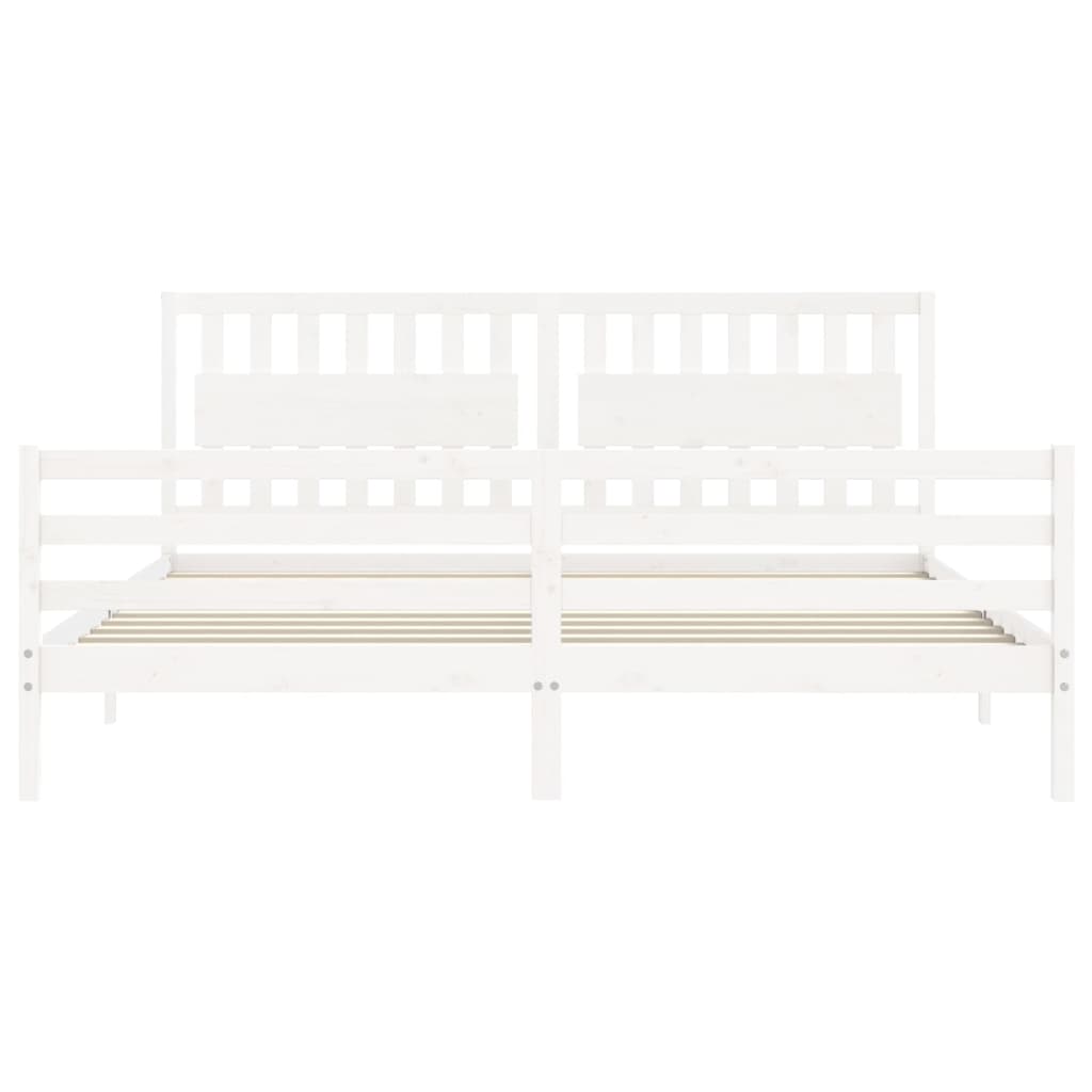 Cadre de lit sans matelas blanc 200x200 cm bois massif - XIOS