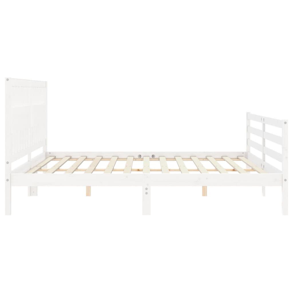 Cadre de lit sans matelas blanc 200x200 cm bois massif - XIOS