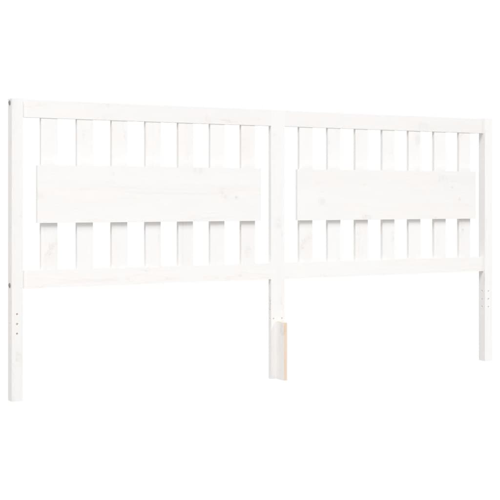 Cadre de lit sans matelas blanc 200x200 cm bois massif - XIOS