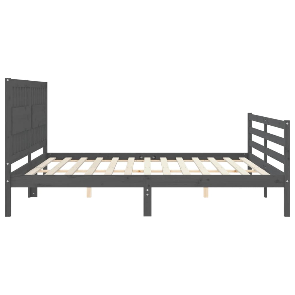 Cadre de lit sans matelas gris 200x200 cm bois massif - XIOS