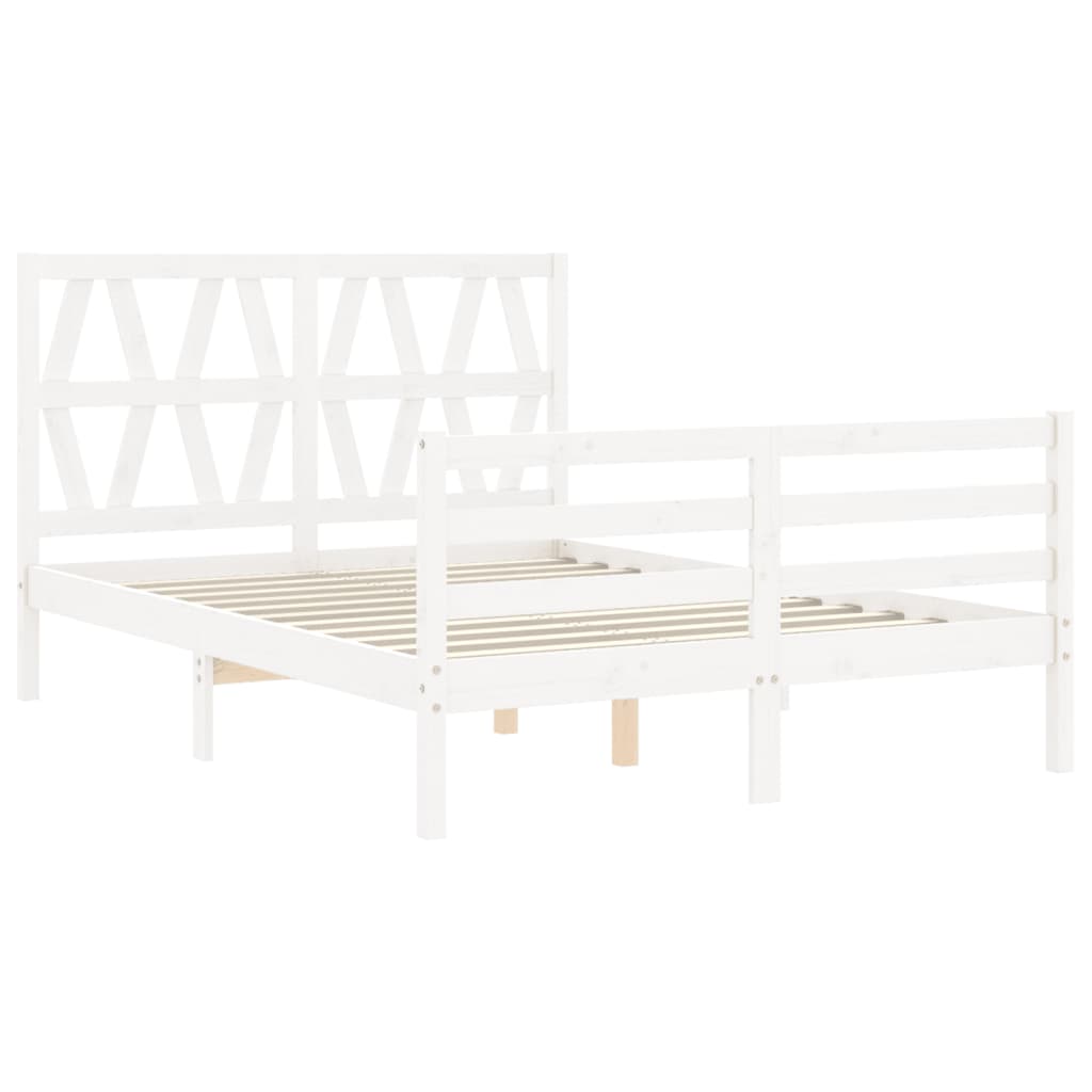 Cadre de lit sans matelas blanc 120x200 cm bois massif - XIOS