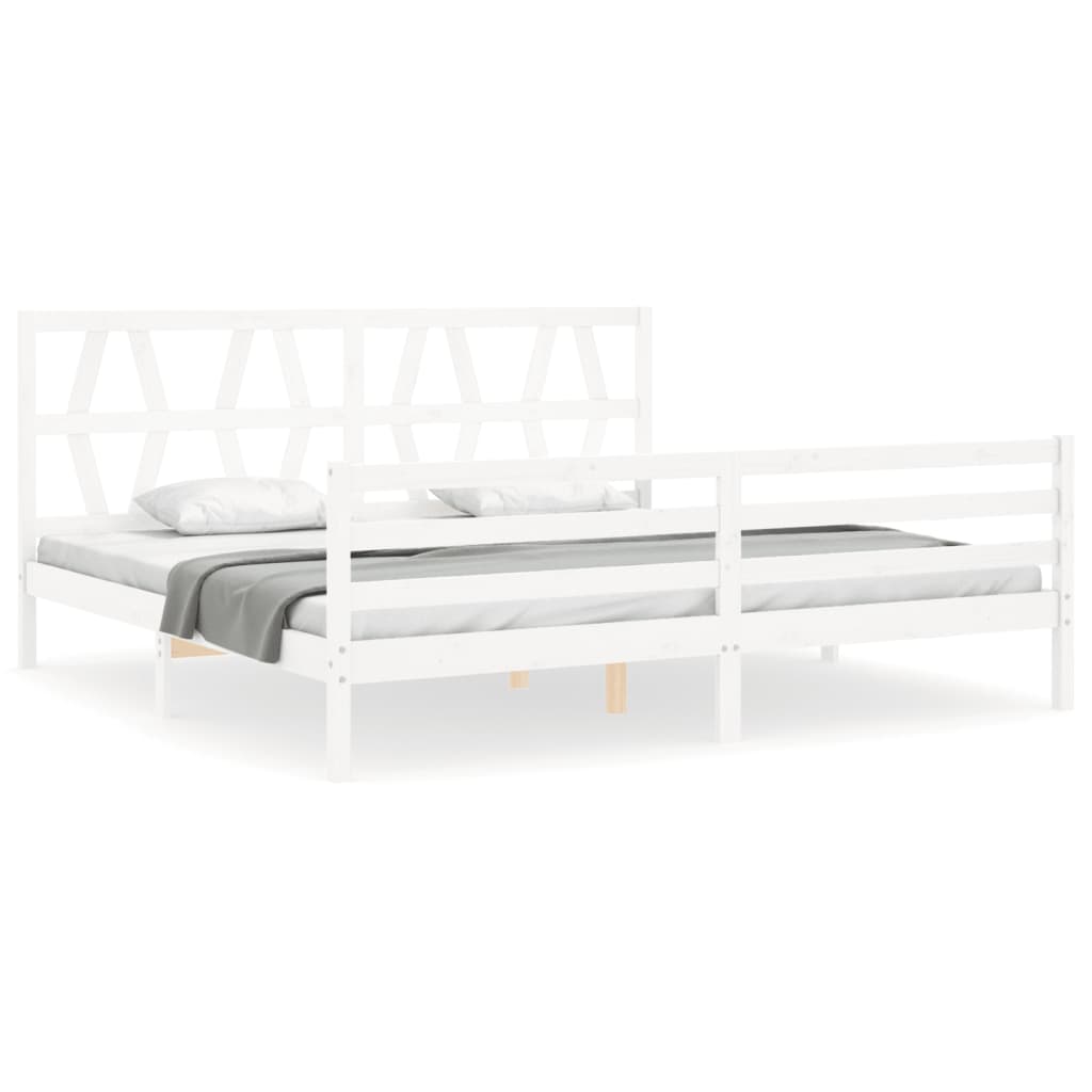 Cadre de lit sans matelas blanc 200x200 cm bois massif - XIOS