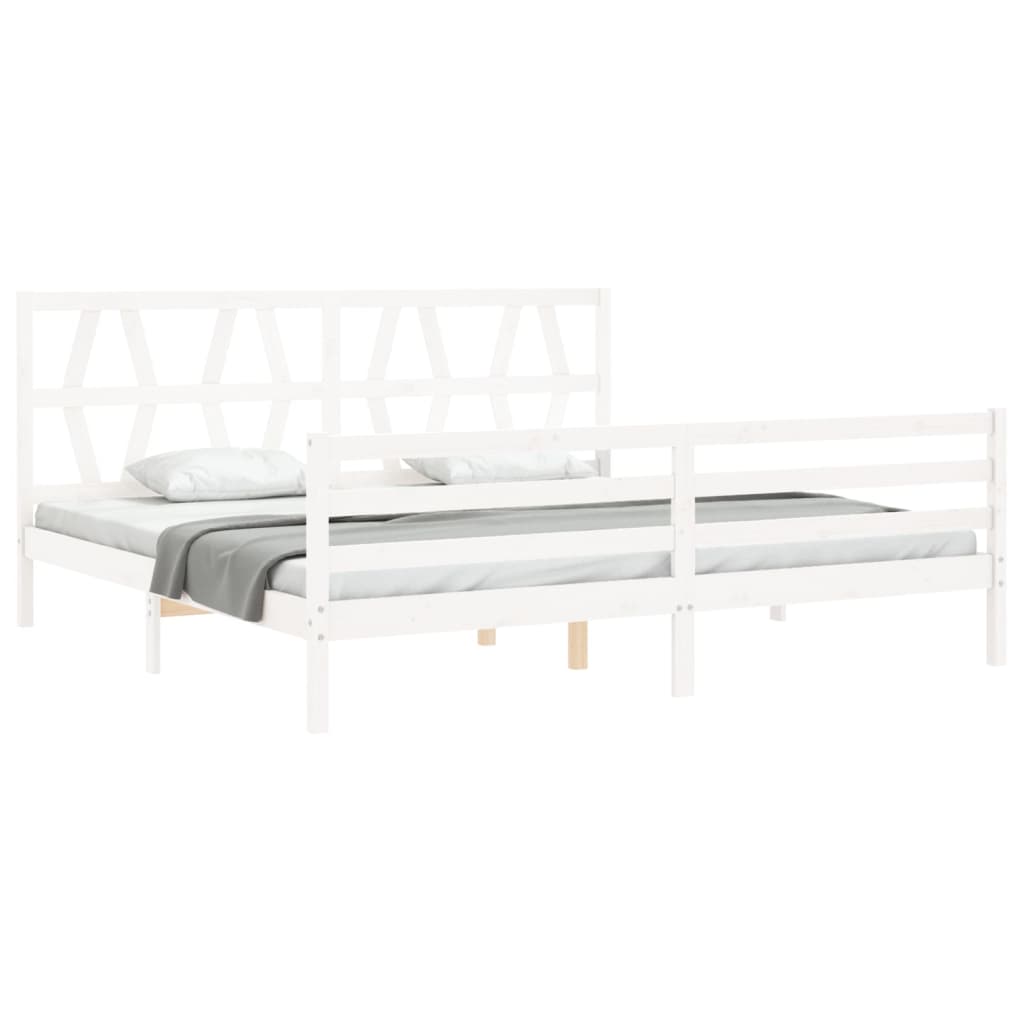 Cadre de lit sans matelas blanc 200x200 cm bois massif - XIOS