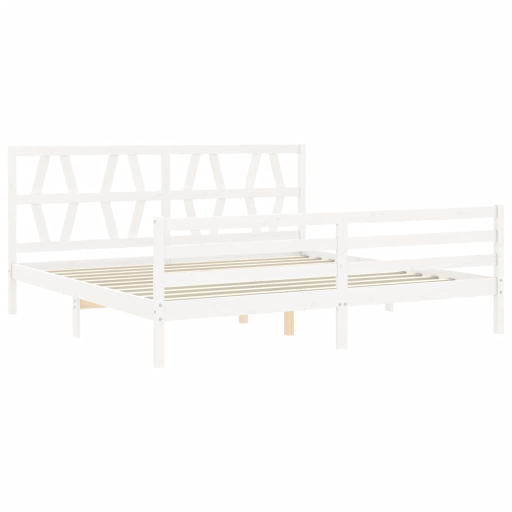 Cadre de lit sans matelas blanc 200x200 cm bois massif - XIOS