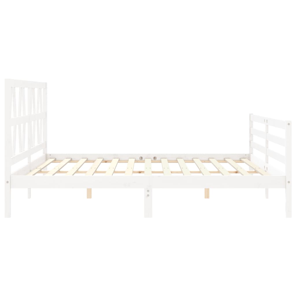Cadre de lit sans matelas blanc 200x200 cm bois massif - XIOS