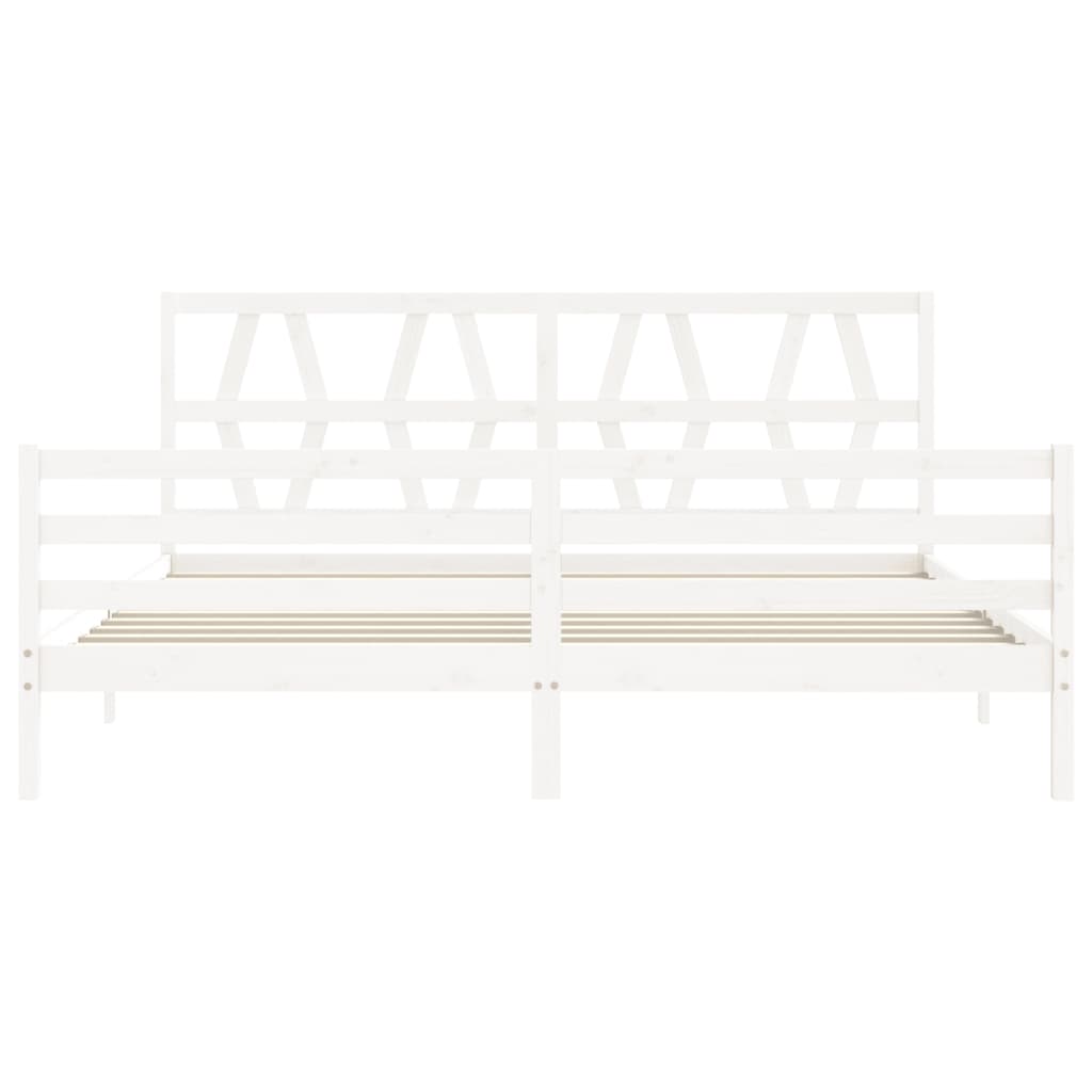 Cadre de lit sans matelas blanc 200x200 cm bois massif - XIOS