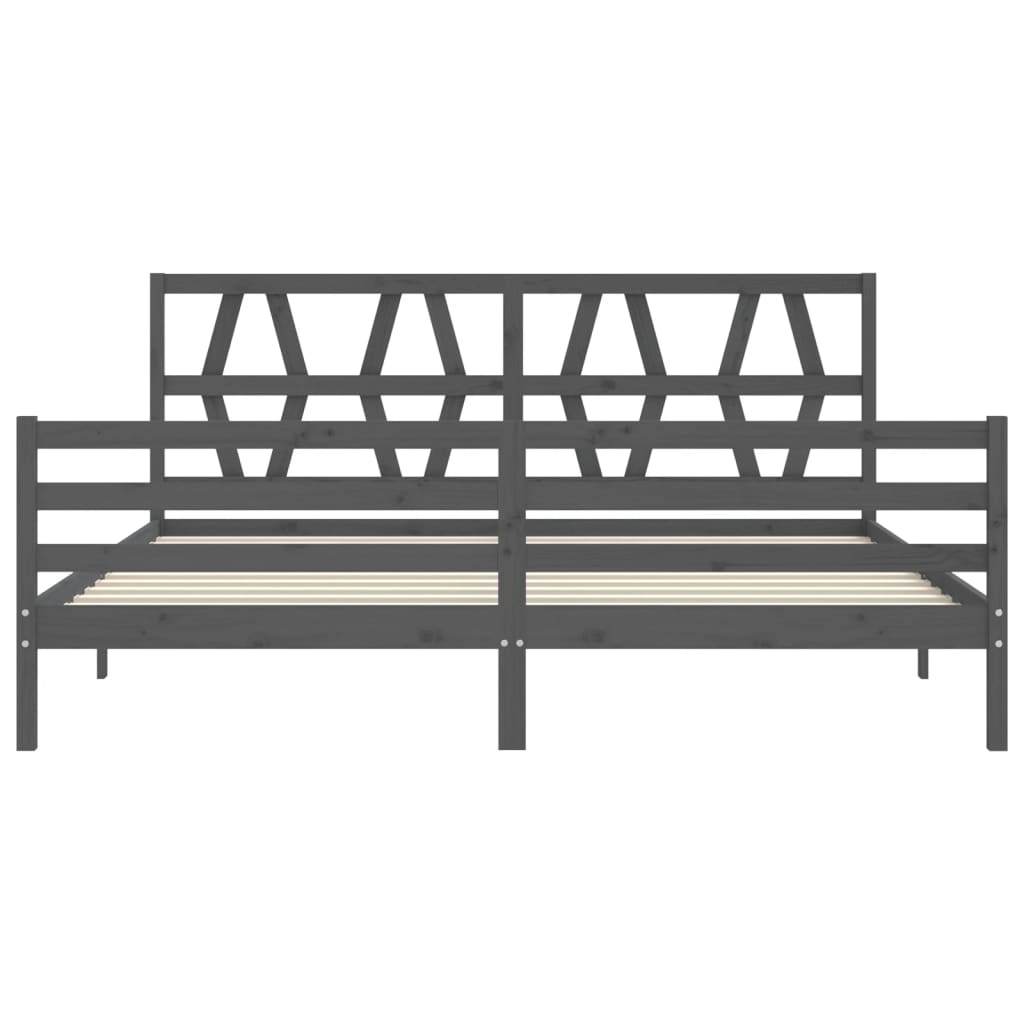 Cadre de lit sans matelas gris 200x200 cm bois massif - XIOS
