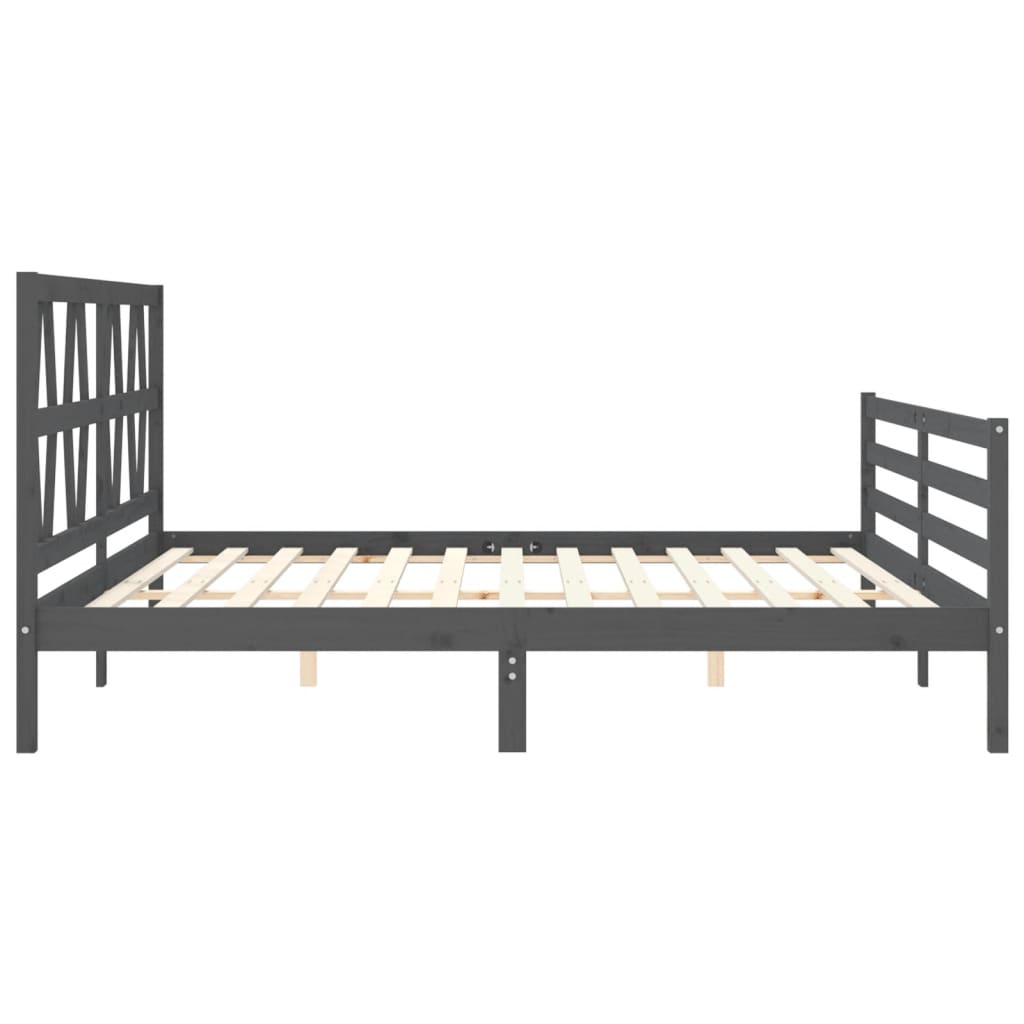 Cadre de lit sans matelas gris 200x200 cm bois massif - XIOS