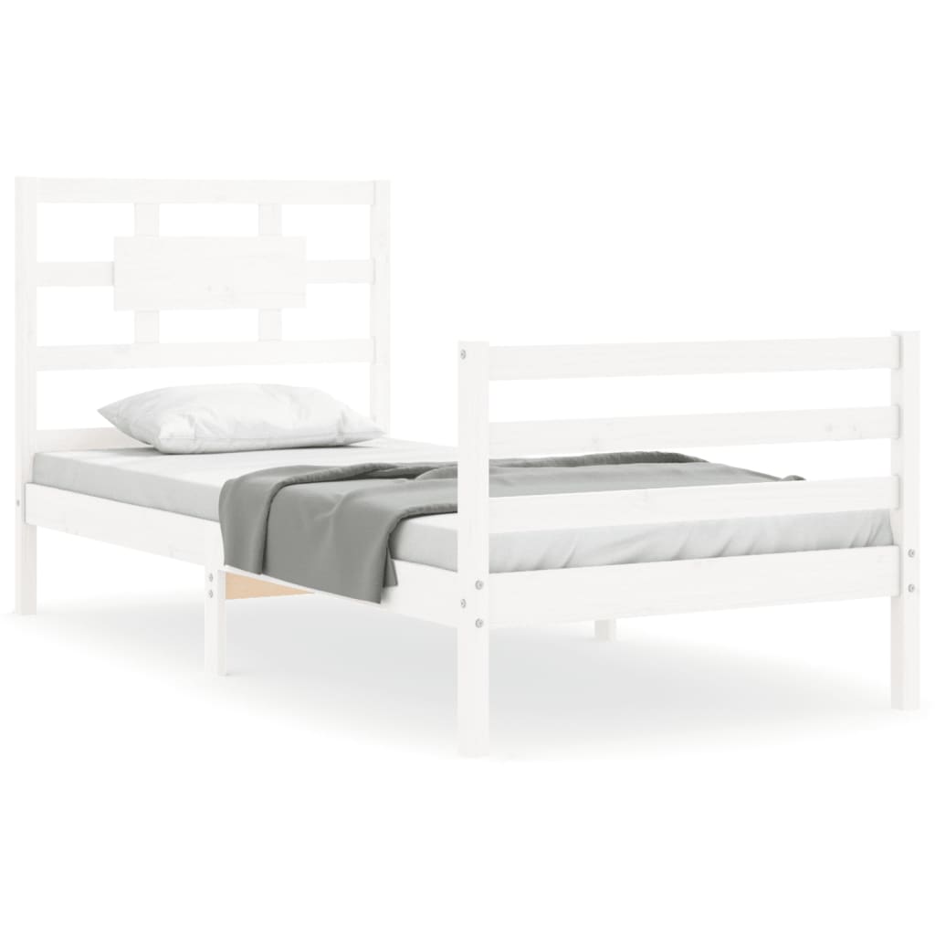 Cadre de lit sans matelas blanc 90x200 cm bois massif - XIOS