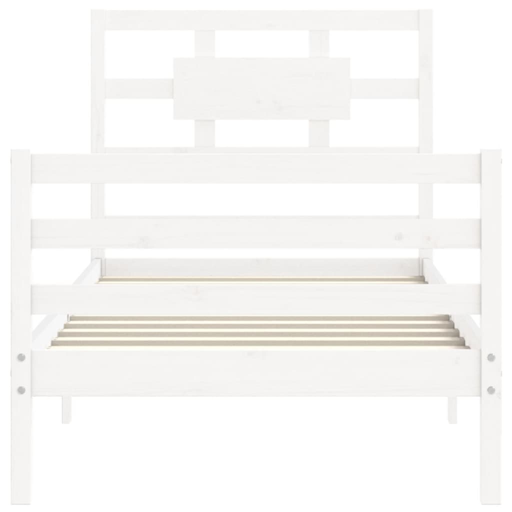 Cadre de lit sans matelas blanc 90x200 cm bois massif - XIOS