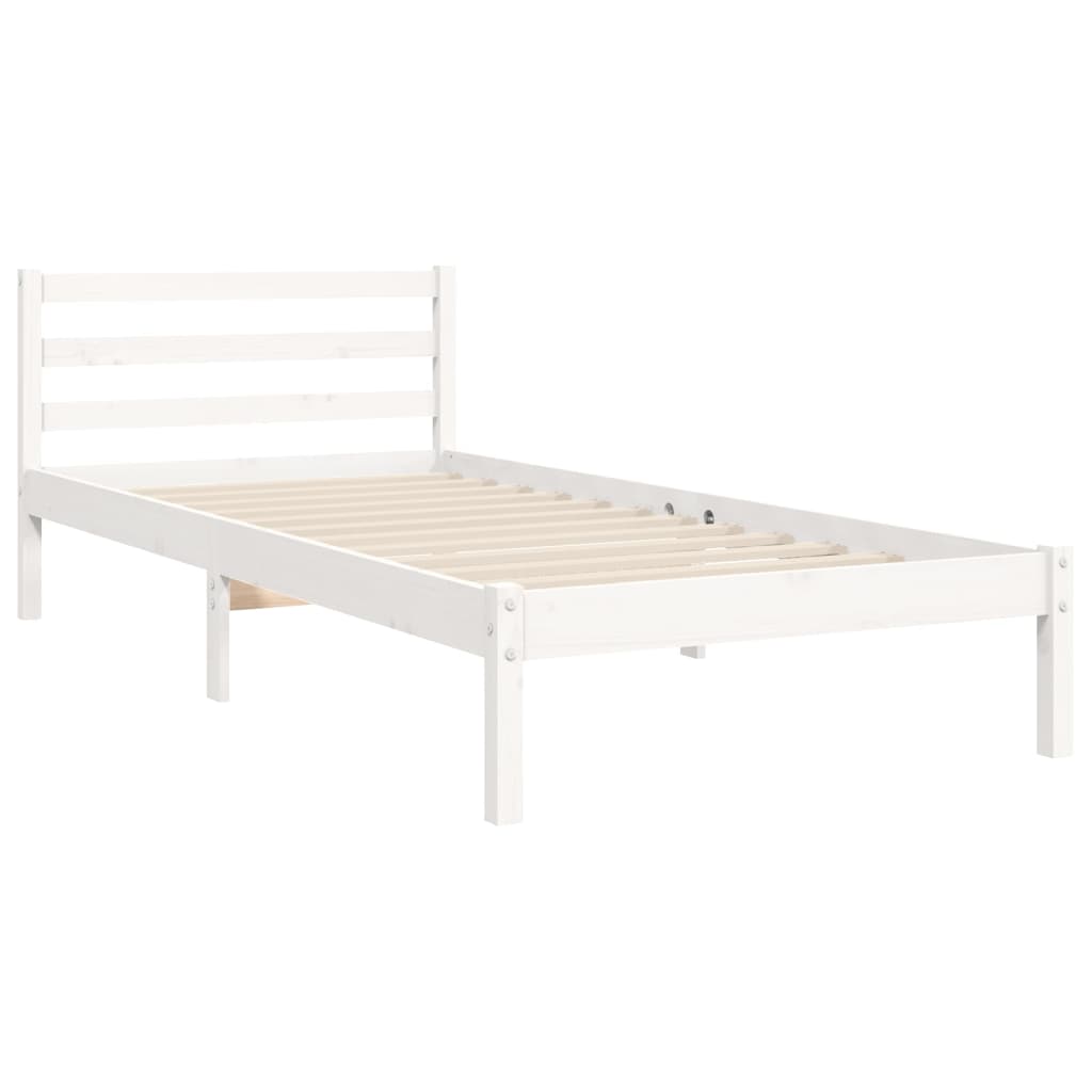 Cadre de lit sans matelas blanc 90x200 cm bois massif - XIOS