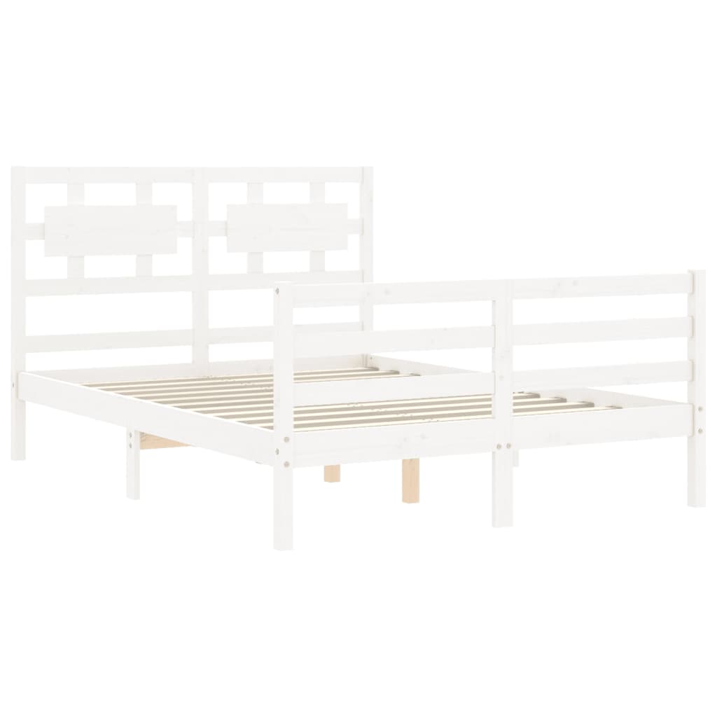 Cadre de lit sans matelas blanc 120x200 cm bois massif - XIOS