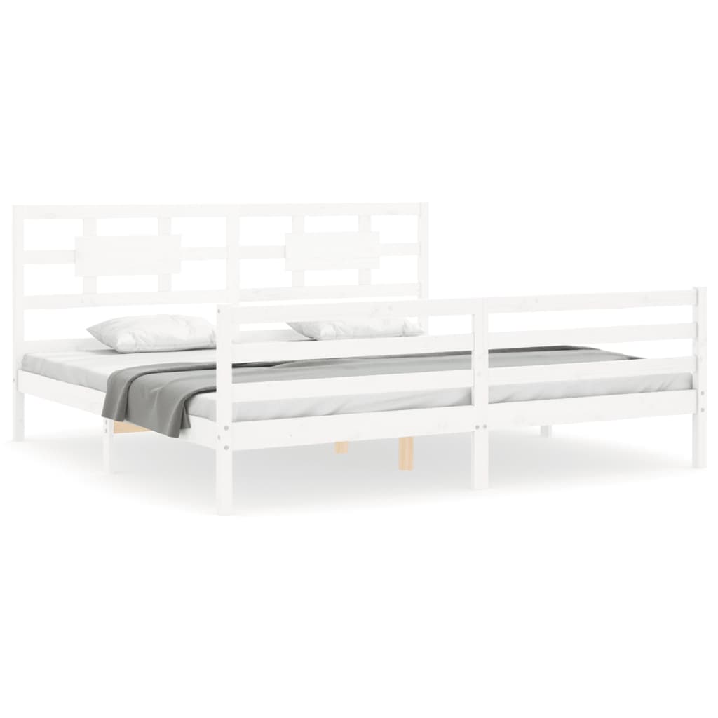 Cadre de lit sans matelas blanc 200x200 cm bois massif - XIOS