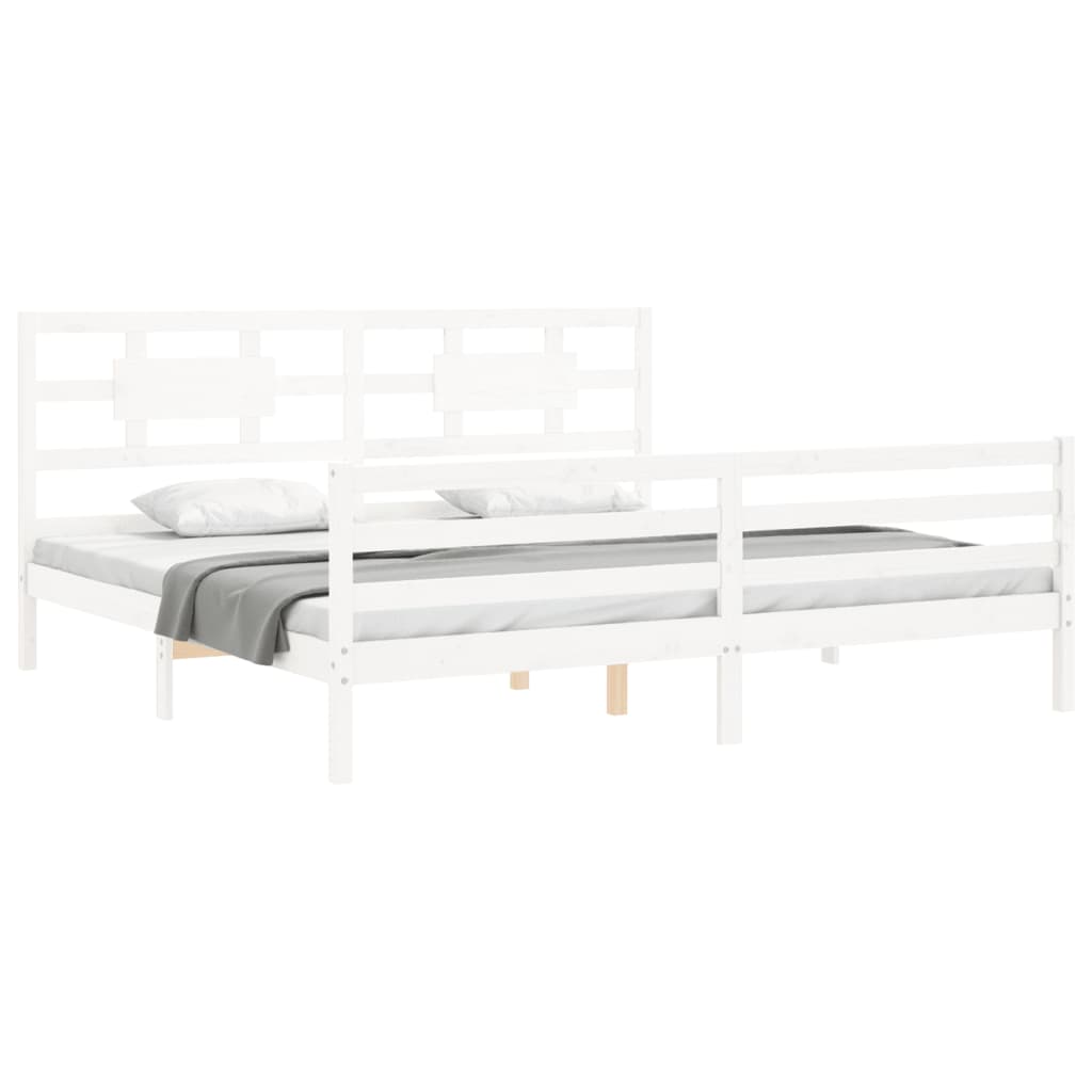Cadre de lit sans matelas blanc 200x200 cm bois massif - XIOS