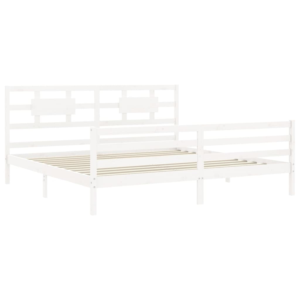 Cadre de lit sans matelas blanc 200x200 cm bois massif - XIOS