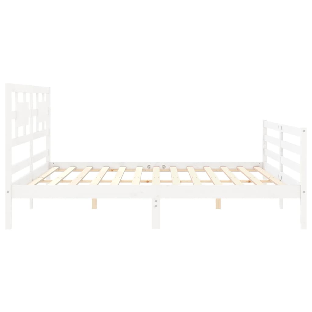 Cadre de lit sans matelas blanc 200x200 cm bois massif - XIOS