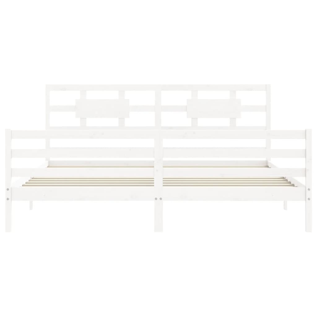 Cadre de lit sans matelas blanc 200x200 cm bois massif - XIOS