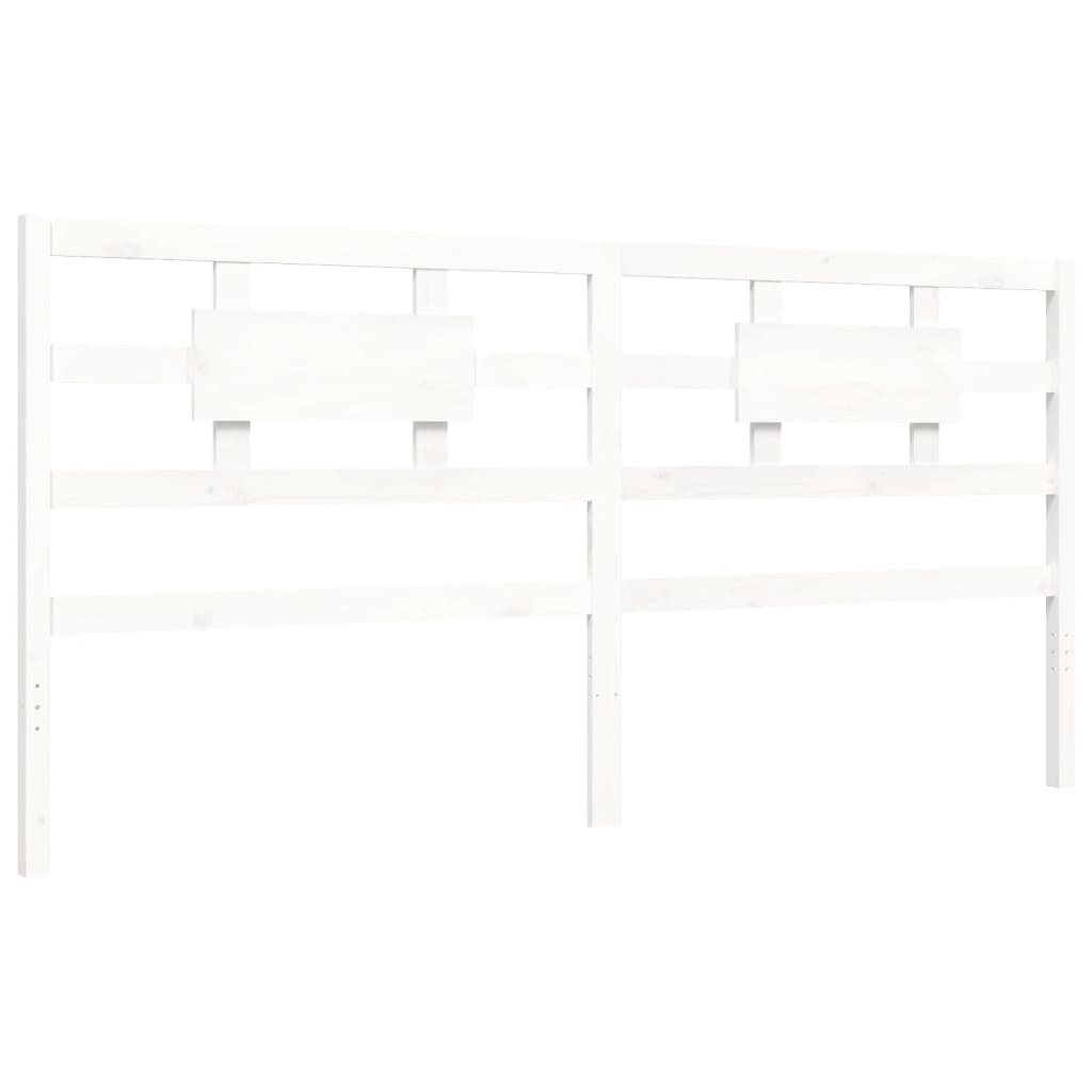 Cadre de lit sans matelas blanc 200x200 cm bois massif - XIOS