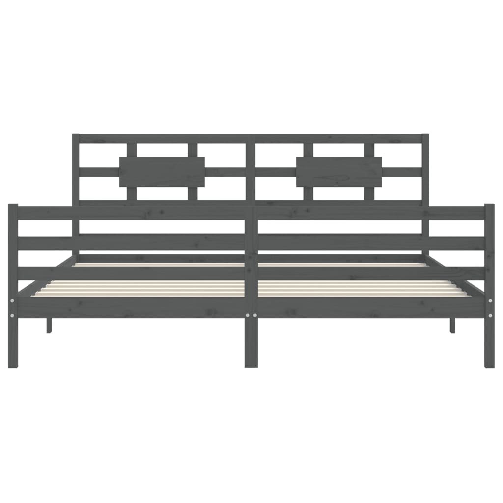 Cadre de lit sans matelas gris 200x200 cm bois massif - XIOS